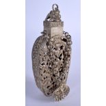 A CHINESE WHITE METAL SCENT BOTTLE 20th Century. 11 cm x 5 cm.
