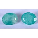 TWO LOOSE EMERALDS. 0.7 cm x 0.7 cm. (2)