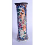 AN 18TH CENTURY CHINESE EXPORT MANDARIN PORCELAIN SLEEVE VASE Qianlong. 18 cm high.