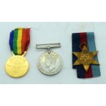 A WW2 Service medal together with George VI star and another (3)