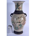 A LARGE CHINESE TWIN HANDLED FAMILLE VERTE PORCELAIN VASE 20th Century. 46 cm x 18 cm.