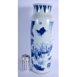 A LARGE CHINESE BLUE AND WHITE PORCELAIN ROLWAGEN VASE probably late 19th century, painted in the tr