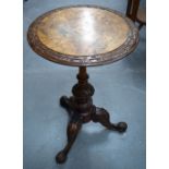 A VICTORIAN BURR WALNUT OCCASIONAL TABLE. 74 cm x 48 cm.