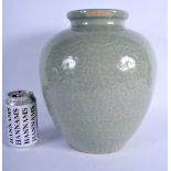 A RARE LARGE 18TH/19TH CENTURY CHINESE CELADON BULBOUS JARLET Qianlong/Jiaqing, bearing Wanli marks