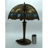A metal and glass lamp 54 x 39cm.