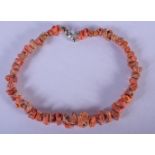 AN ART DECO CORAL NECKLACE. 37 cm long.