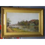 James Aumonier (1832-1911) Watercolour, Richmond Bridge. Image 97 cm x 59 cm.
