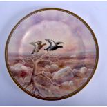 Eary 20th c. Royal Doulton plate painted with Black Grouse by J. Birbeck snr., signed,. 24.5cm diam