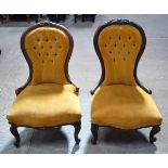 Two antique upholstered salon chairs 88 x 56 x 72 . (2).