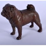 A CHINESE BRONZE FIGURE OF A PUG DOG 20th Century. 5 cm x 4 cm.