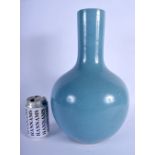 A LATE 19TH CENTURY CHINESE MONOCHROME BLUE GLAZED BULBOUS VASE Guangxu. 36 cm x 17 cm.