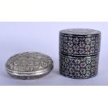 A 19TH CENTURY ASIAN MOTHER OF PEARL INLAID LACQUER BOX AND COVER Korean or Japanese, together with