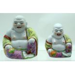 Two Chinese Famille Jaune porcelain Buddhas 13 x 13cm (2).