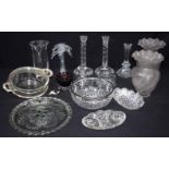 A collection of glassware items lampshades, candle sticks etc Qty.