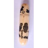 A BONE THIMBLE CASE. 8 cm long.