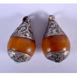 A PAIR OF EARLY 20TH CENTURY SILVER AND MABER EARRINGS. 27 grams. 4.5 cm x 2.5 cm.