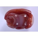 A RARE EARLY 20TH CENTURY CHINESE CARVED AGATE FINGER CITRON Late Qing/Republic, of naturalistic for