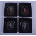 FOUR CONTINENTAL PORTRAIT MINIATURES. Image 6 cm x 4 cm. (4)
