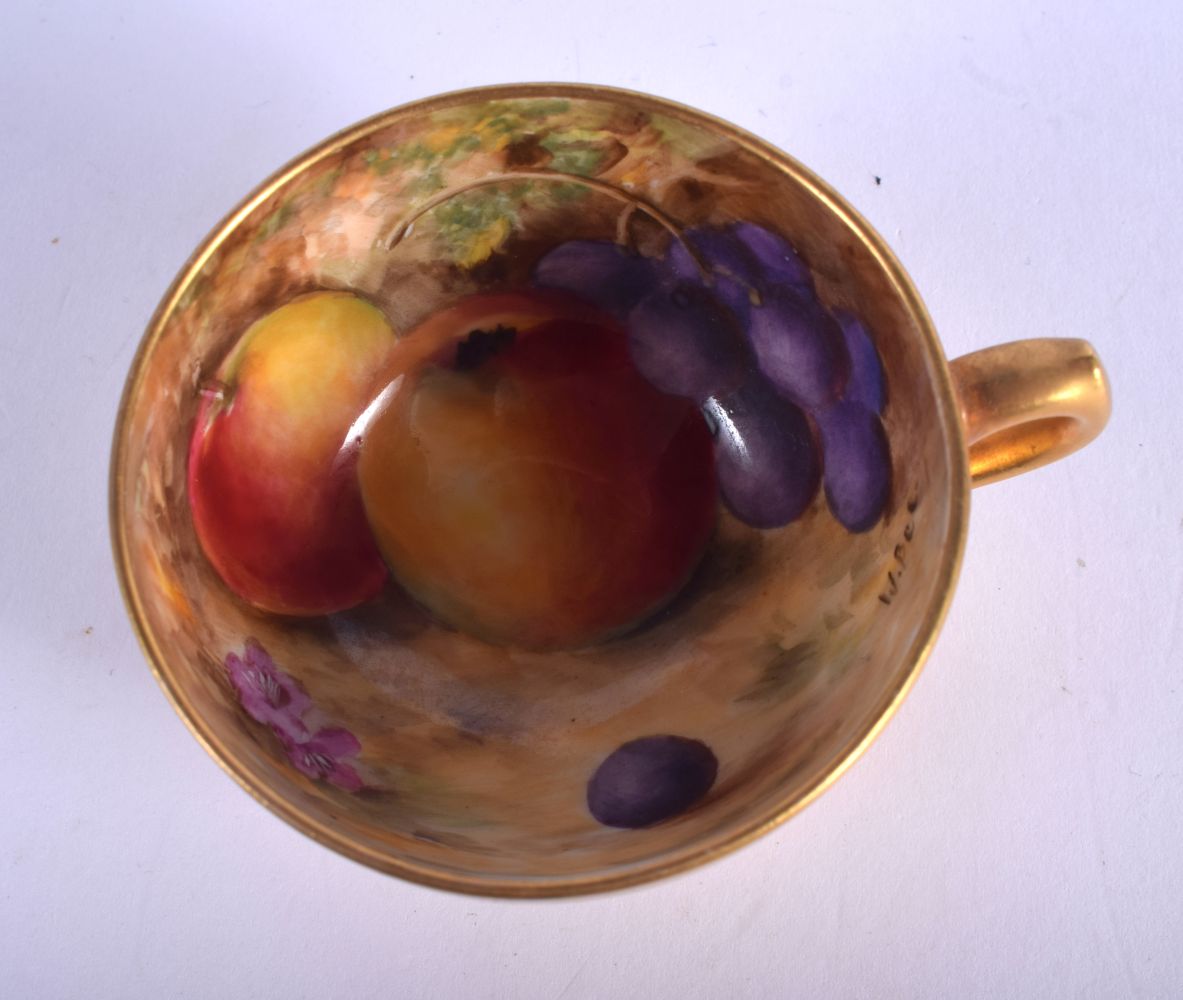 Royal Worcester demi-tasse cup and saucer painted with fruit, the saucer by H. Everette, signed, the - Image 2 of 3