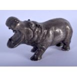 A VINTAGE SILVER PLATED HIPPOPOTAMUS. 602 grams. 13 cm x 7 cm.