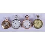 FOUR VINTAGE POCKET WATCHES. 5.5 cm diameter. (4)