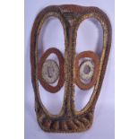 A VINTAGE PAPUA NEW GUINEA ABELAM WICKER YAM MASK. 37 cm x 28 cm.