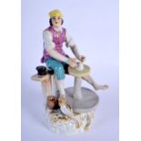 AN EARLY 20TH CENTURY MEISSEN PORCELAIN FIGURE OF A POTTER modelled beside a potting wheel. 21 cm hi