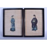 A PAIR OF 19TH CENTURY CHINESE FRAMED PITH PAPER WATERCOLOURS. Pith 21 cm x 15 cm.