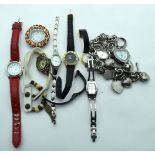 A collection of vintage fashion Quartz watches Louifrey, Fossil, etc (9)