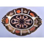Royal Crown Derby acorn handled dish painted with pattern 1128 date code 1918. 29.5cm long