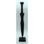 A Chinese bronze sword on a stand . 35cm (2)