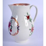18th c. Worcester sparrow beak jug painted with a flowers in a gilt panel. 9.5cm high