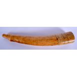 AN 18TH/19TH CENTURY CONTINENTAL CARVED IVORY OLIPHANT of plain form and of good colour. 40 cm long.