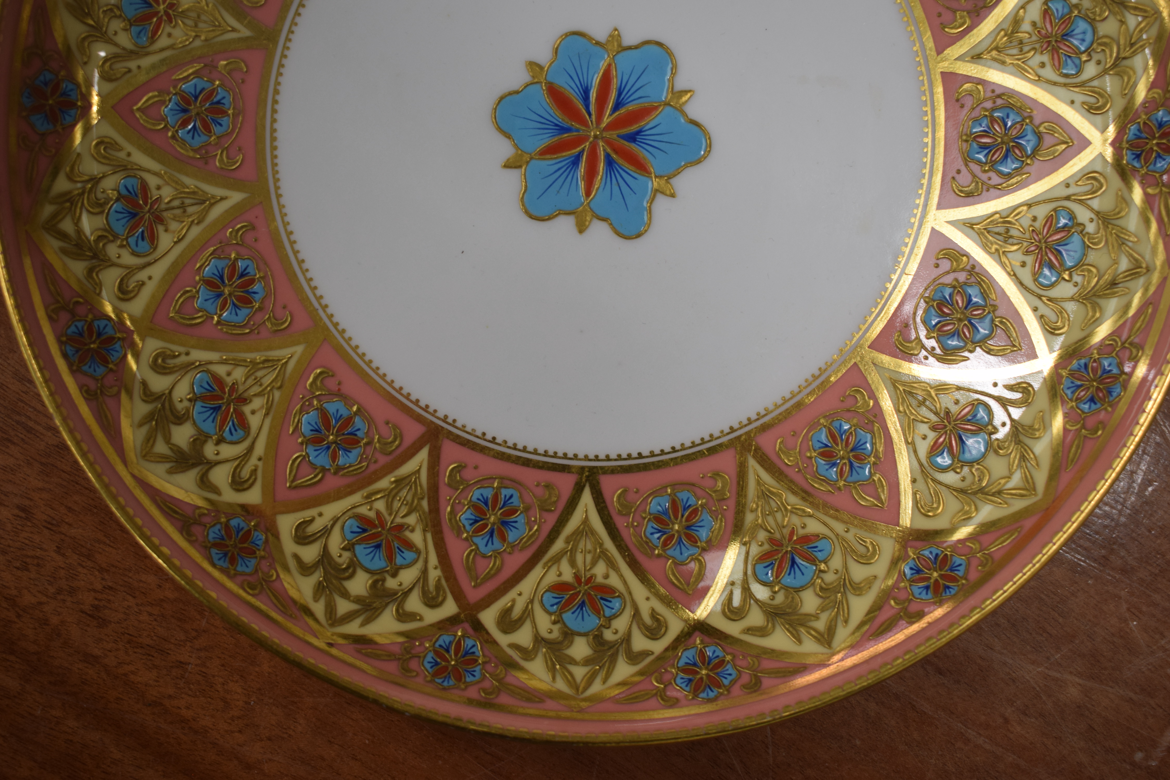 Royal Crown Derby fine plate painted in middle eastern style influenced by Sir Christopher Dresser d - Image 4 of 8