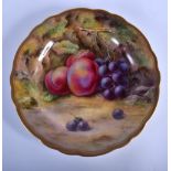 Royal Worcester plate painted with plums and grapes by T. Lockyer, signed, date mark 1922. 23cm dia