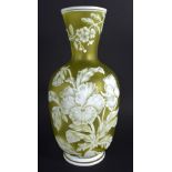 A LATE 19TH CENTURY CAMEO GLASS ENAMELLED VASE Attributed to Thomas Webb, decorated with pansies. 21