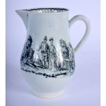 Liverpool Brownlow Hill sparrowbeak jug with Sadler prints of La Cascade and La Serenade c.1770. 9c