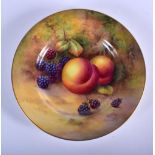 Royal Worcester side plate painted with fruit by H. Price, signed, date mark 1935. 16cm diameter