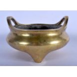 A LARGE 18TH/19TH CENTURY CHINESE TWIN HANDLED BRONZE CENSER bearing Xuande marks to base. 2480 gram