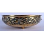 A LARGE 19TH CENTURY CHINESE POLISHED BRONZE DRAGON BOWL Qing, decorated amongst clouds. 27 cm x 9 c