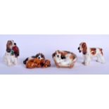 FOUR ROYAL DOULTON FIGURES OF HOUNDS. Largest 11 cm x 8 cm. (4)