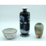 A Cetem ware Oriental style vase together with a bowl and a small Chinese vase 24cm (3),