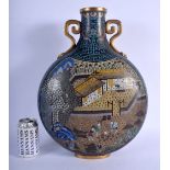 A LARGE CHINESE TWIN HANDLED CLOISONNE ENAMEL PILGRIM FLASK probably Late 19th Century, decorated wi