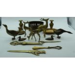 A collection of brass items animals, vases, bowls etc 16cm Qty.
