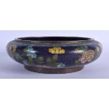 A 19TH CENTURY CHINESE CLOISONNE ENAMEL CIRCULAR CENSER Late Qing, decorated with foliage. 18 cm dia