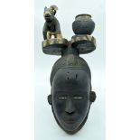 TRIBAL AFRICAN ART GURO ZAOULI DANCE MASK. IVORY COAST. Guro mask represents the spirit of Gu, the
