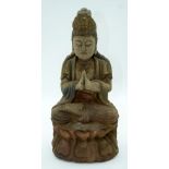 A Chinese wooden Guanyin Buddha 38 x 18cm.