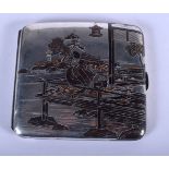 AN EARLY 20TH CENTURY JAPANESE TAISHO PERIOD SILVER CIGARETTE CASE. 69 grams. 8.5 cm x 8 cm.