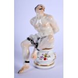 AN EXTREMELY RARE 18TH CENTURY MEISSEN PORCELAIN FIGURE OF A MALE probably by J J Kandler, unusuall