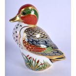 Royal Crown Derby paperweight of a green winged teal. 12cm high